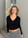 Sallie bluse med knude detalje - Sort