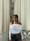 Sarah off-shoulder bluse - Hvid