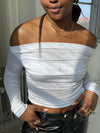 Sarah off-shoulder bluse - Hvid