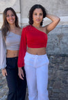Samira one shoulder bluse - rød