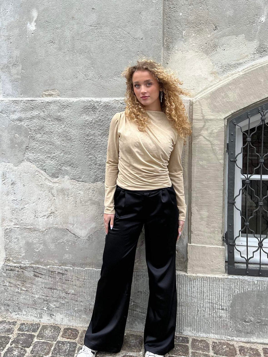 Estella satin bukser - Sort