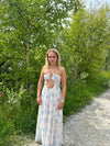 Asti Kjole med lyseblå blomster
