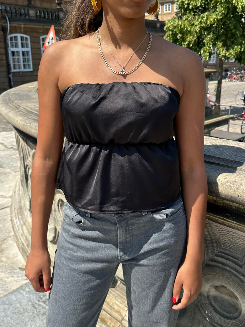 Solana satin top - Sort