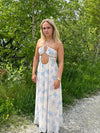Asti Kjole med lyseblå blomster