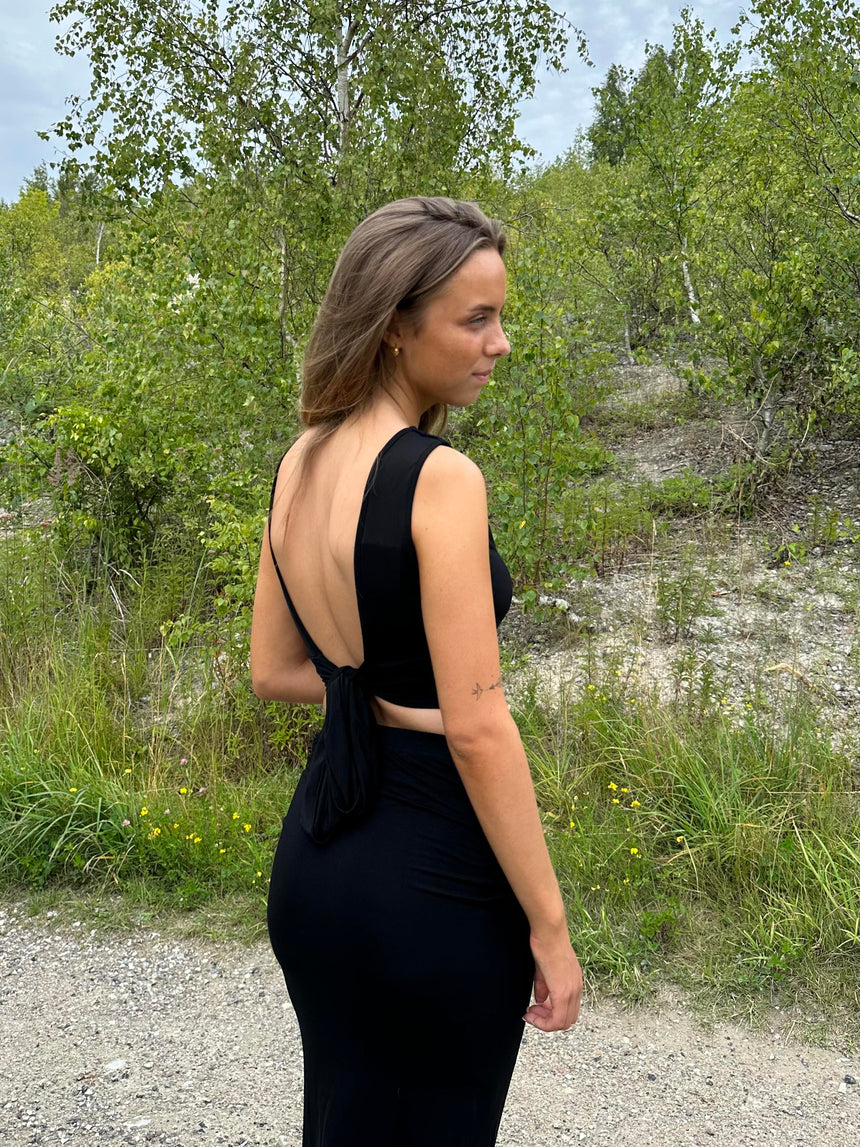 Cami top med åben ryg - Sort