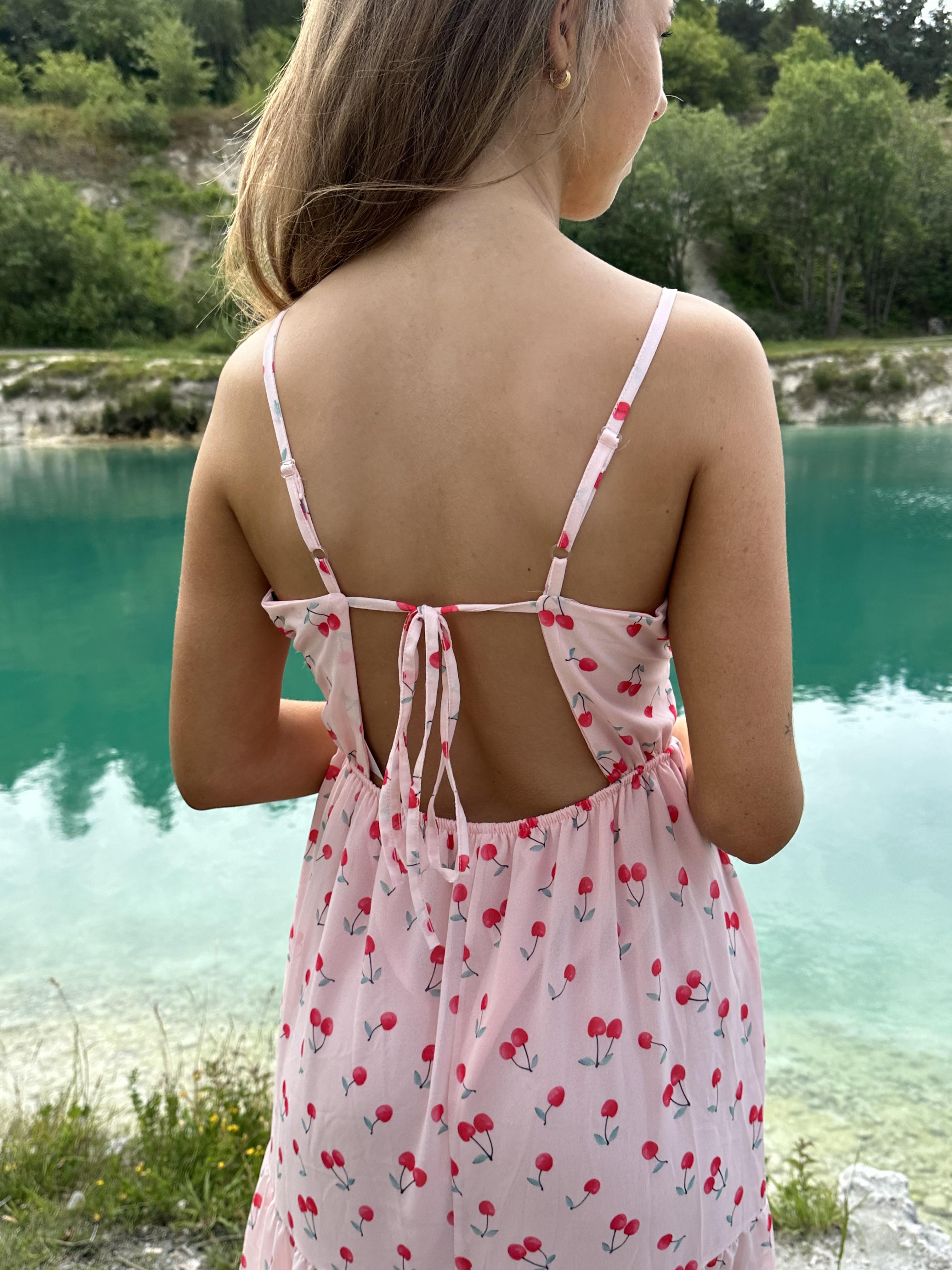 Mirelle maxi kjole med kirsebær print –