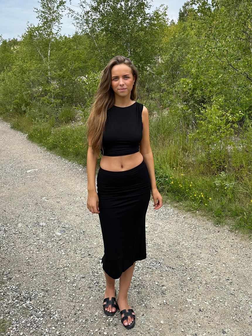 Cami top med åben ryg - Sort