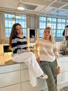 Christelle striktrøje med striber - Beige/off white