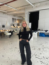 Margaret turtlenck bluse med åben ryg - Sort