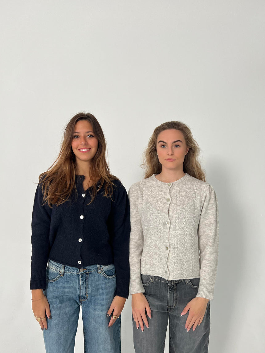 Cilla strikket cardigan - Lysegrå