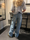 Samara low waisted jeans - Blå denim