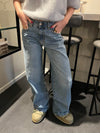 Samara low waisted jeans - Blå denim