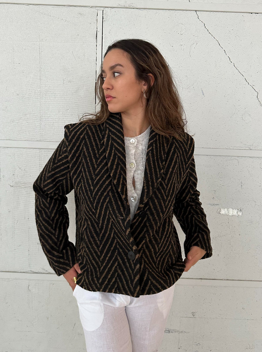 Astoria jakke/blazer - Sort/beige