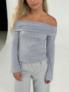 Alicia off-shoulder bluse - Grå