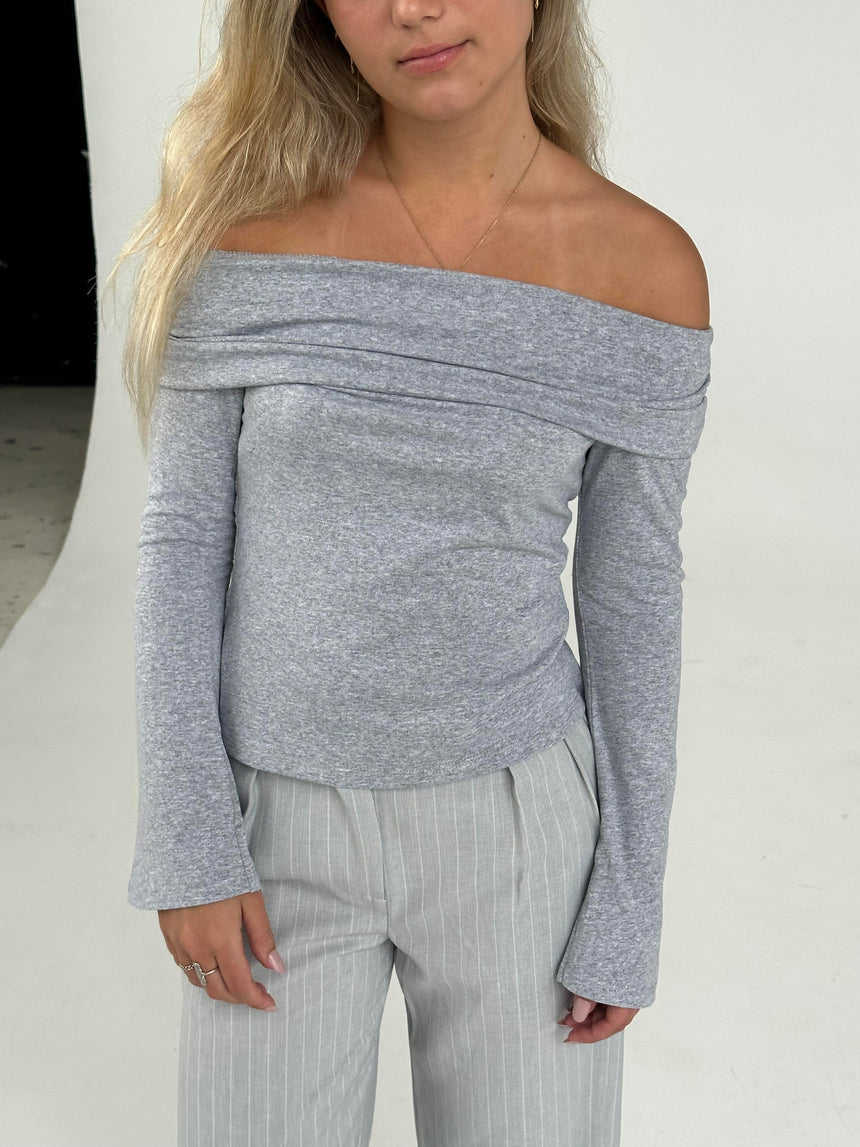 Alicia off-shoulder bluse - Grå