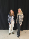Xenia cardigan med striber - Navy/hvid
