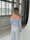 Alicia off-shoulder bluse - Grå