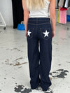 Oversized stjerne jeans - Hvide stjerner