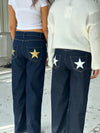 Oversized stjerne jeans - Hvide stjerner