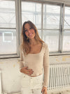 Ariella square neck bluse - Beige