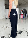 Oversized stjerne jeans - Hvide stjerner