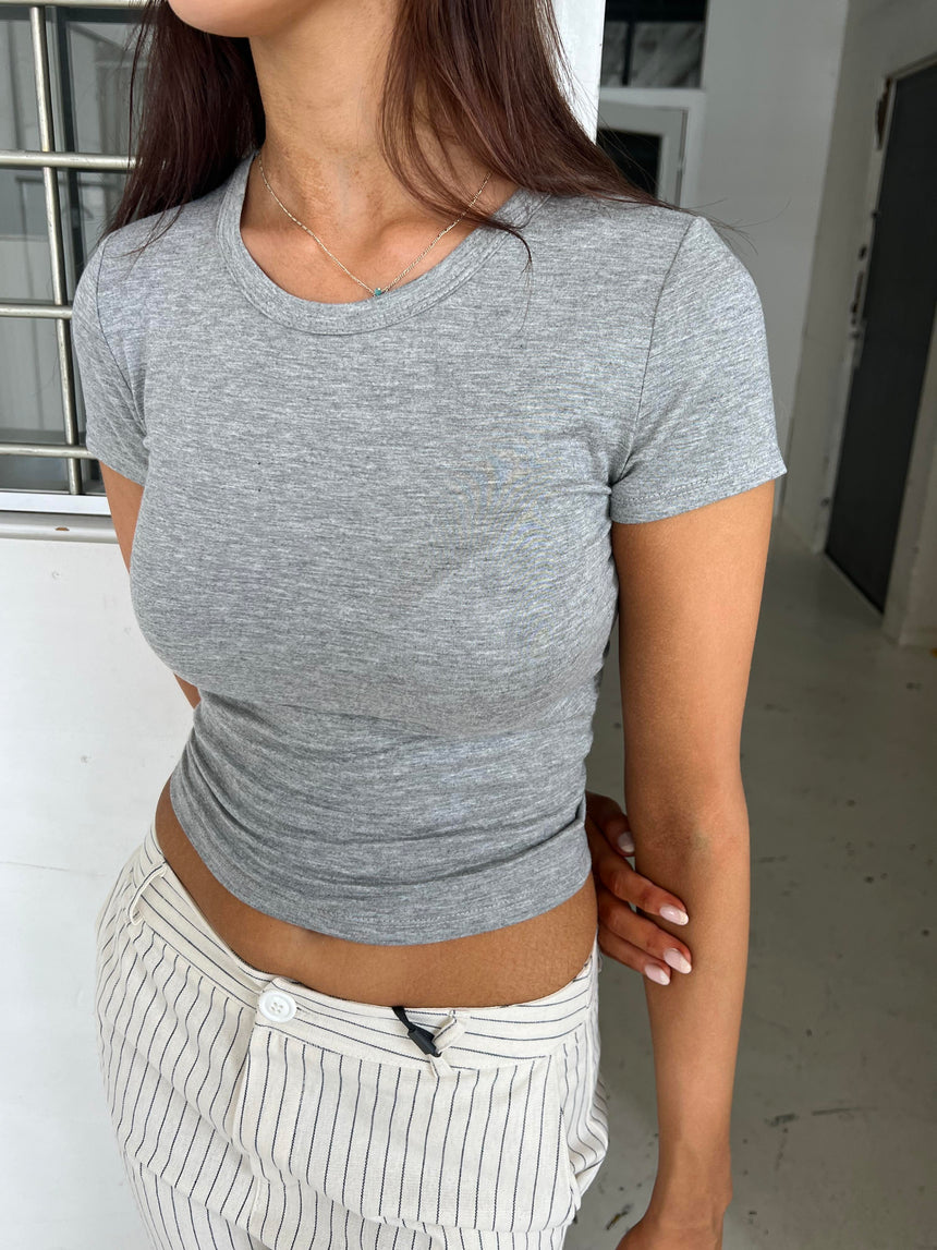 Abbey basic t-shirt - grå melange