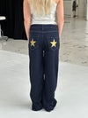 Oversized stjerne jeans - Guld stjerner
