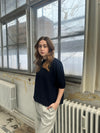 Arabella strikket t-shirt - Navy