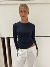 Luka langærmet bluse - Navy