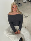 Theresa off-shoulder strik - Grå