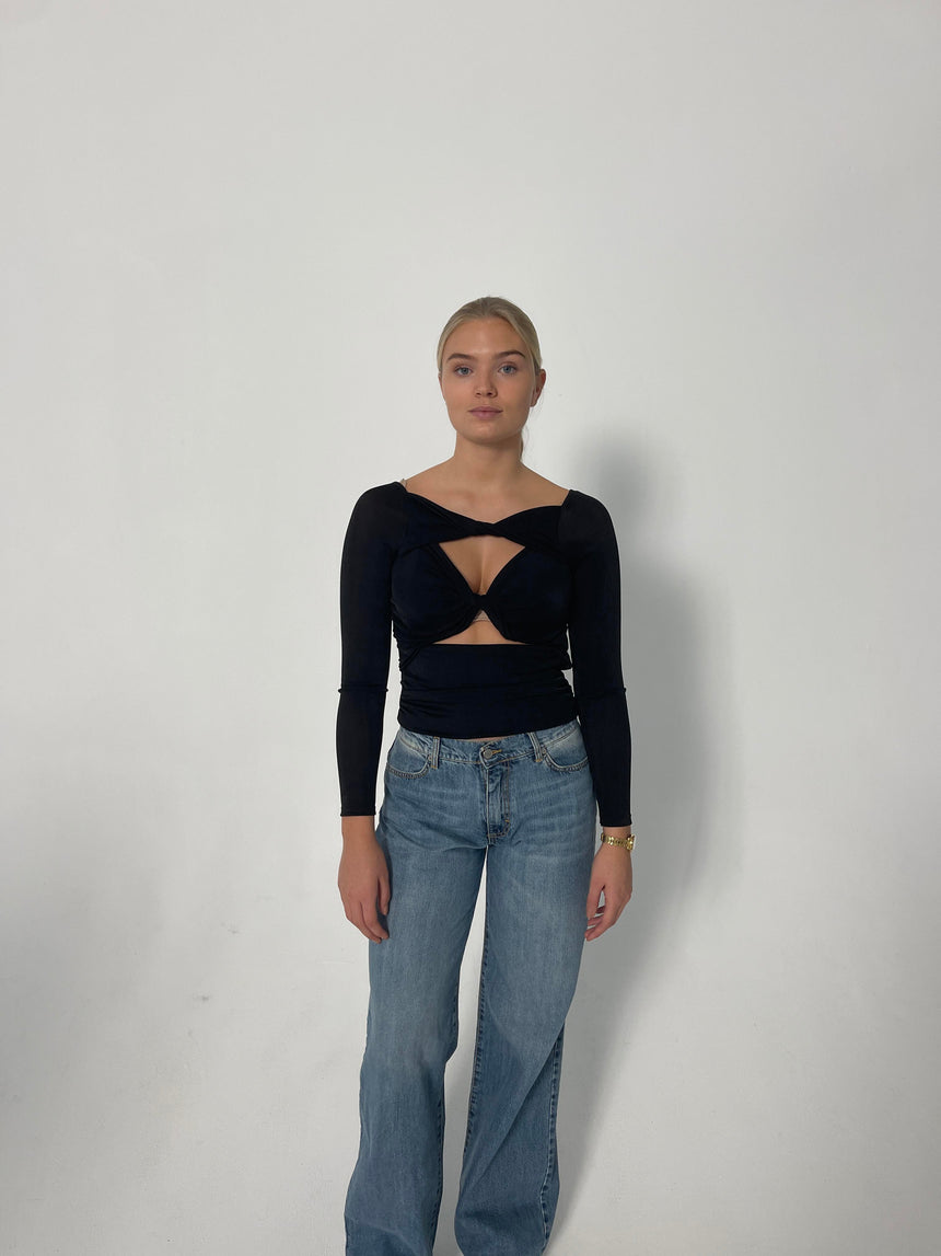 Claudine Detail bluse - Sort