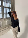 Denisi satin bluse - Sort
