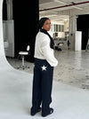 Oversized stjerne jeans - Hvide stjerner