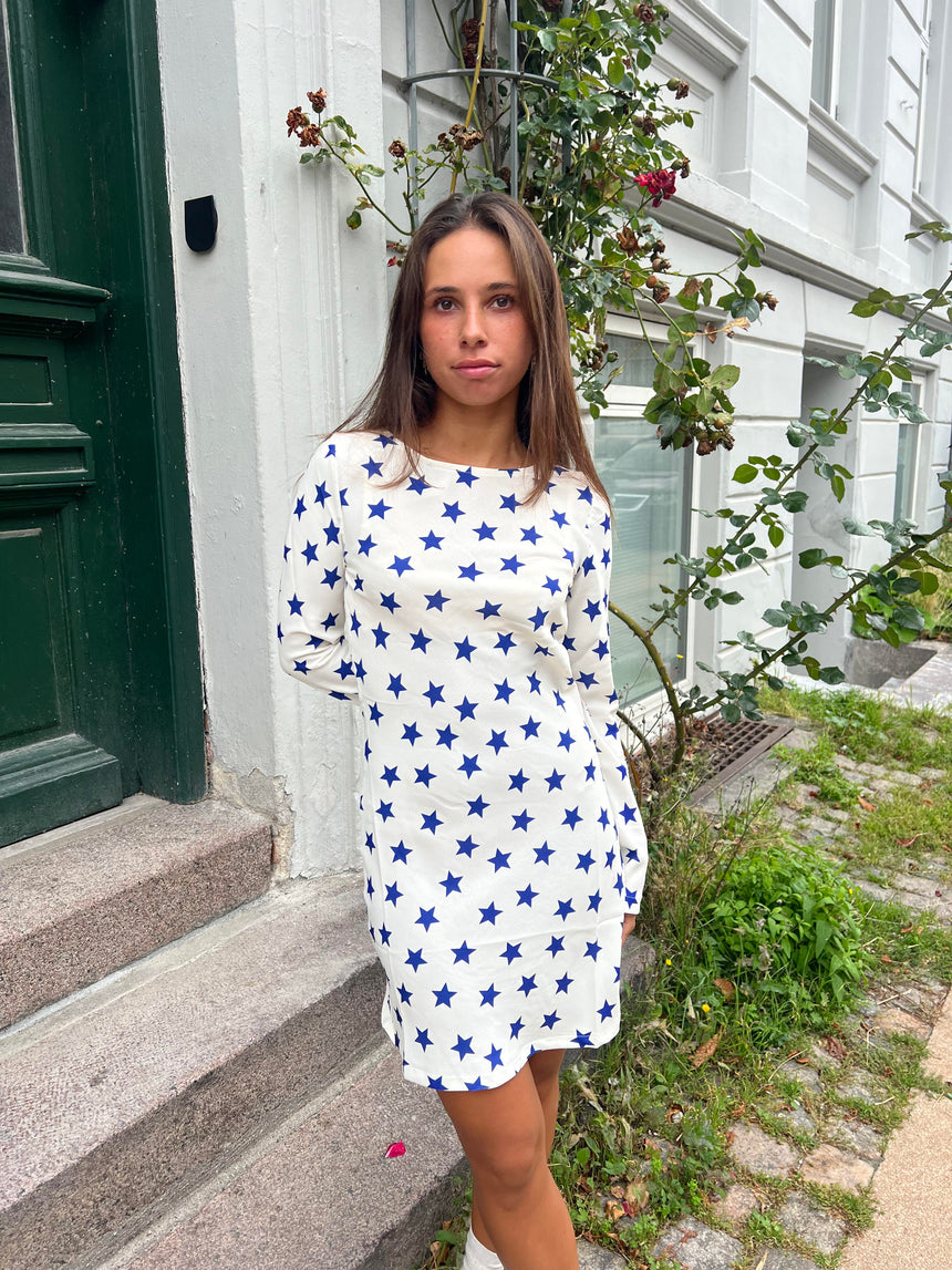 Frigga stjerne kjole - hvid/navy