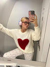 Ane pyjamas bukser med hjerter - Hvid