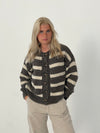 Flavia cardigan med striber- Brun/off white