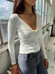 Sallie bluse med knude detalje - Hvid
