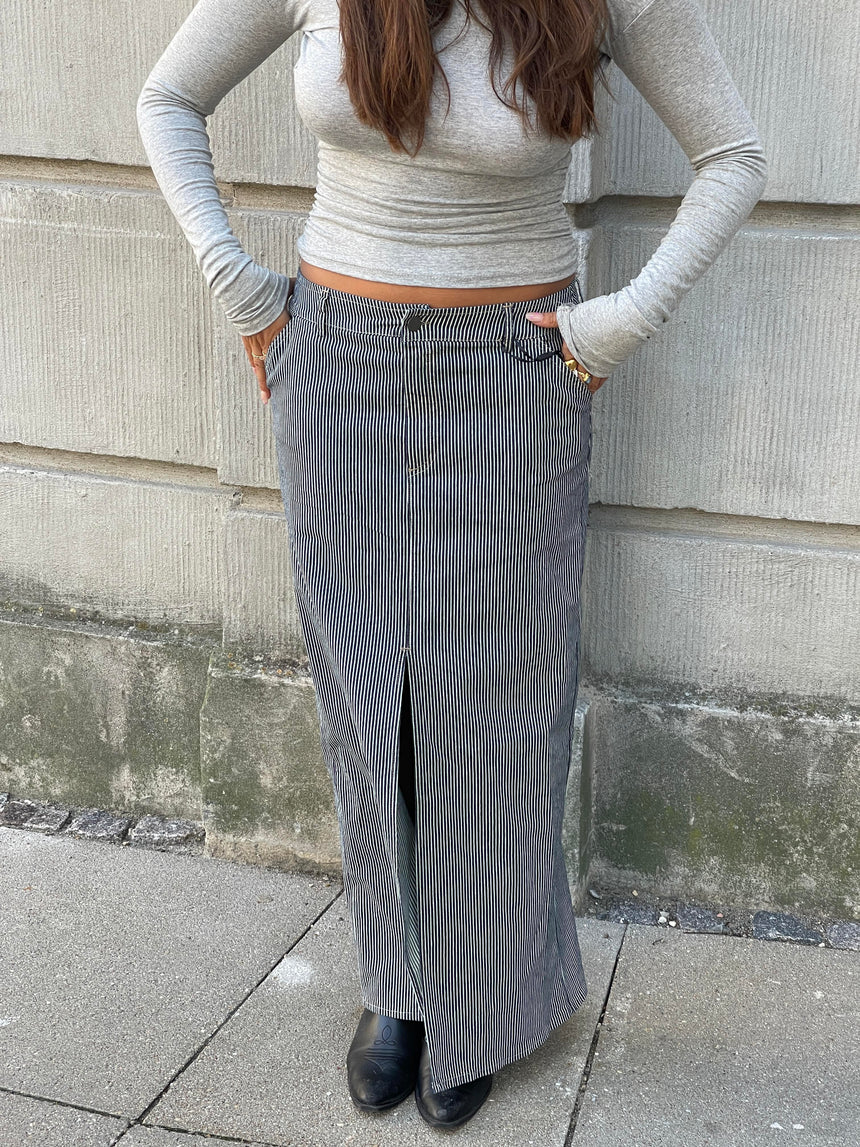 Mandalina denim nederdel - navy/hvide striber
