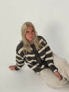 Flavia cardigan med striber- Brun/off white