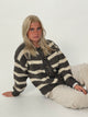 Flavia cardigan med striber- Brun/off white