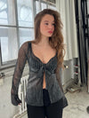 Maddy glitter bluse - Sort/sølv