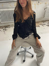 Denisi satin bluse - Sort