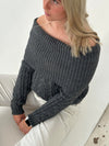 Theresa off-shoulder strik - Grå