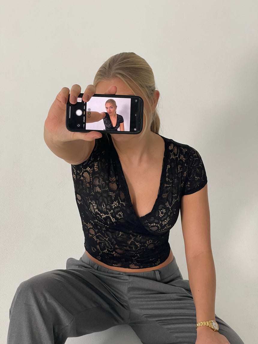 Bernadette blonde top - sort