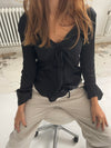 Denisi satin bluse - Sort