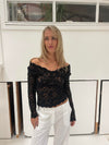 Bodil langærmet blonde bluse- sort