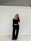 Anna Olympia off-shoulder bluse - Sort