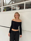 Anna Olympia off-shoulder bluse - Sort