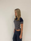 Eloisa bluse med striber - Navy/beige