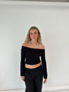 Anna Olympia off-shoulder bluse - Sort